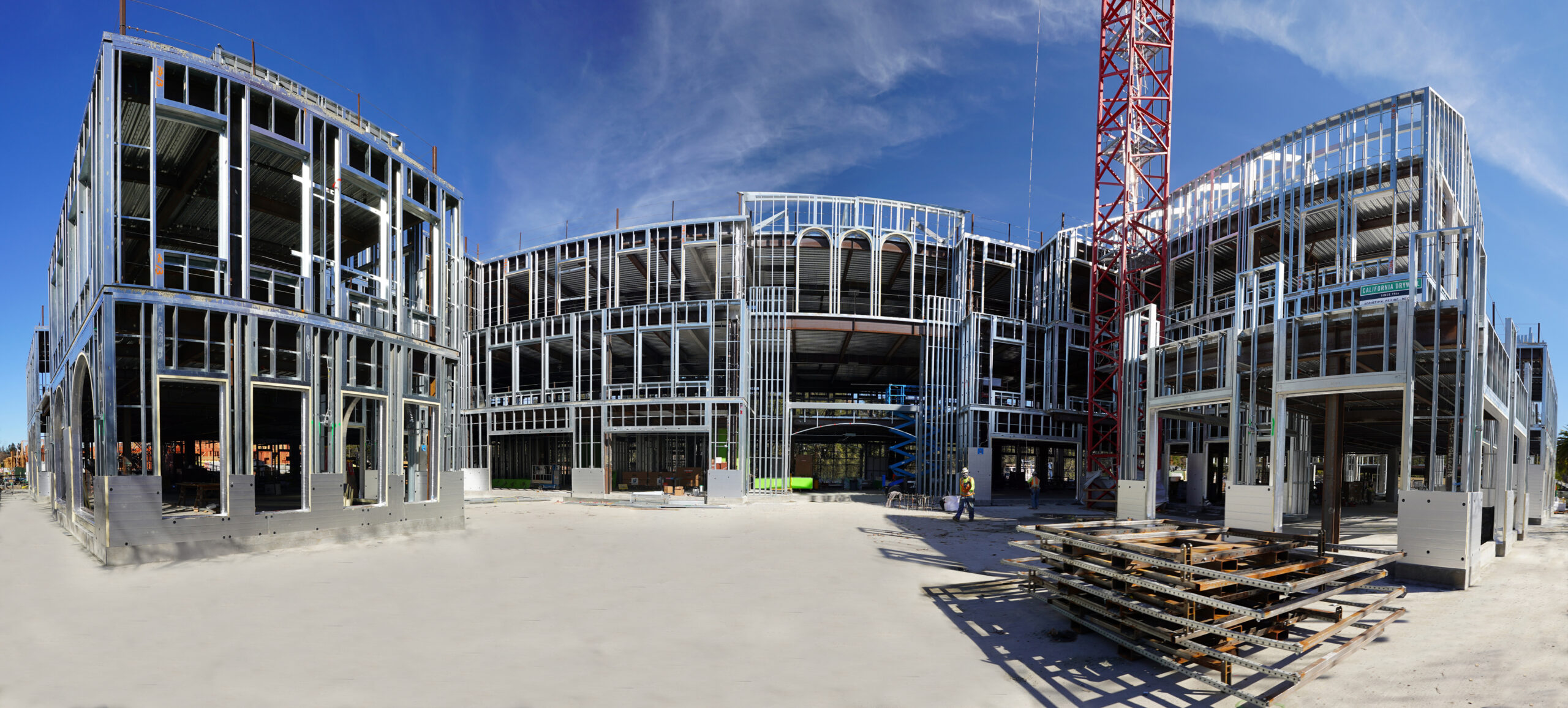 Panorama of the framing of MP Building, Wall and Ceiling Bureau